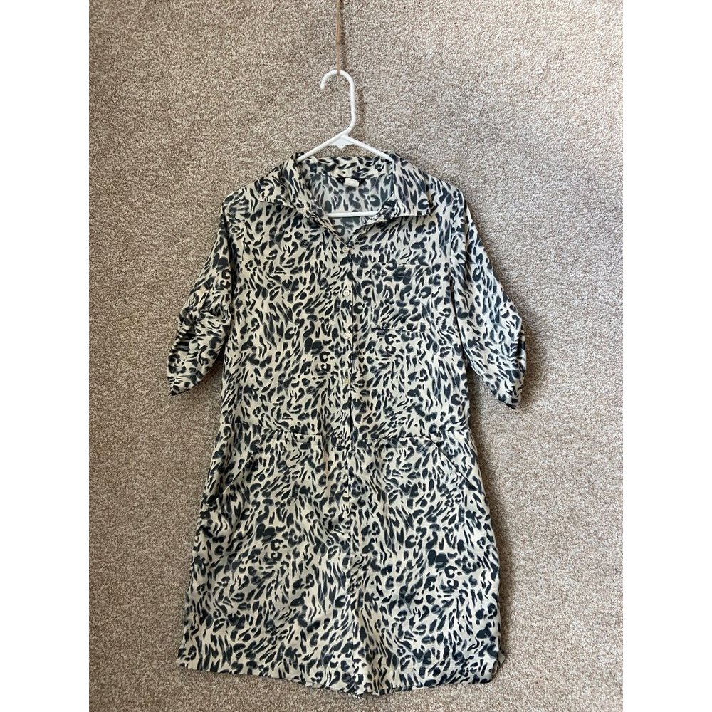 Venus Woman’s Animal Print 3/4 Sleeve Collared T Shirt Dress Size Medium